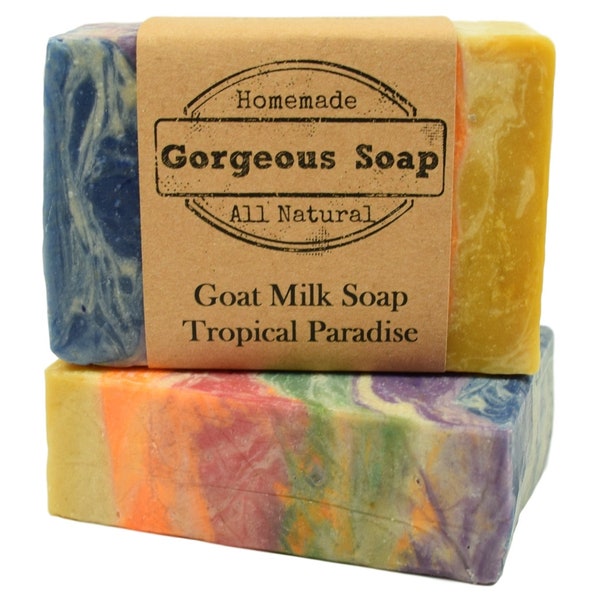 Tropical Paradise Goat Milk Soap - All Natural Soap, Handmade Soap, Homemade Soap, Handcrafted Soap, Goat Milk Soap Bar Handmade, Soaps Bar