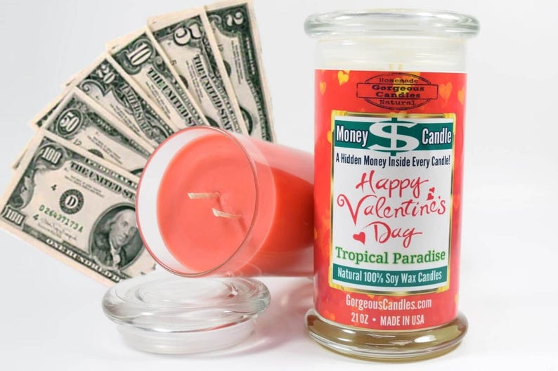 Valentines Day Money Candle Cash Candle Real Money Candle Etsy