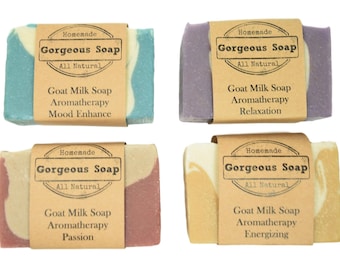Aromatherapy Soaps 4 Goat Milk Soaps, Energizing Soap, Mood Enhance Soap, Passion Soap, Relaxation Soap,  Aromatherapy Soap