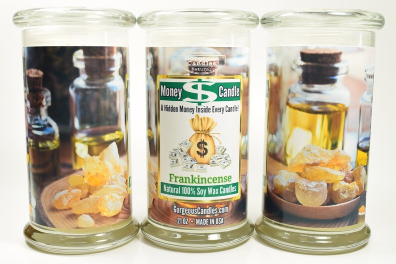 Frankincense Money Candle Real Cash Candle Real Money Etsy