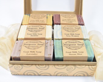 Gift Box Set Goat Milk Soap Gift Basket, Goats Milk Soap Sets, Goat Milk Soaps Gift Baskets, Gift For Women, Her, Mom, Girlfriend, Wedding
