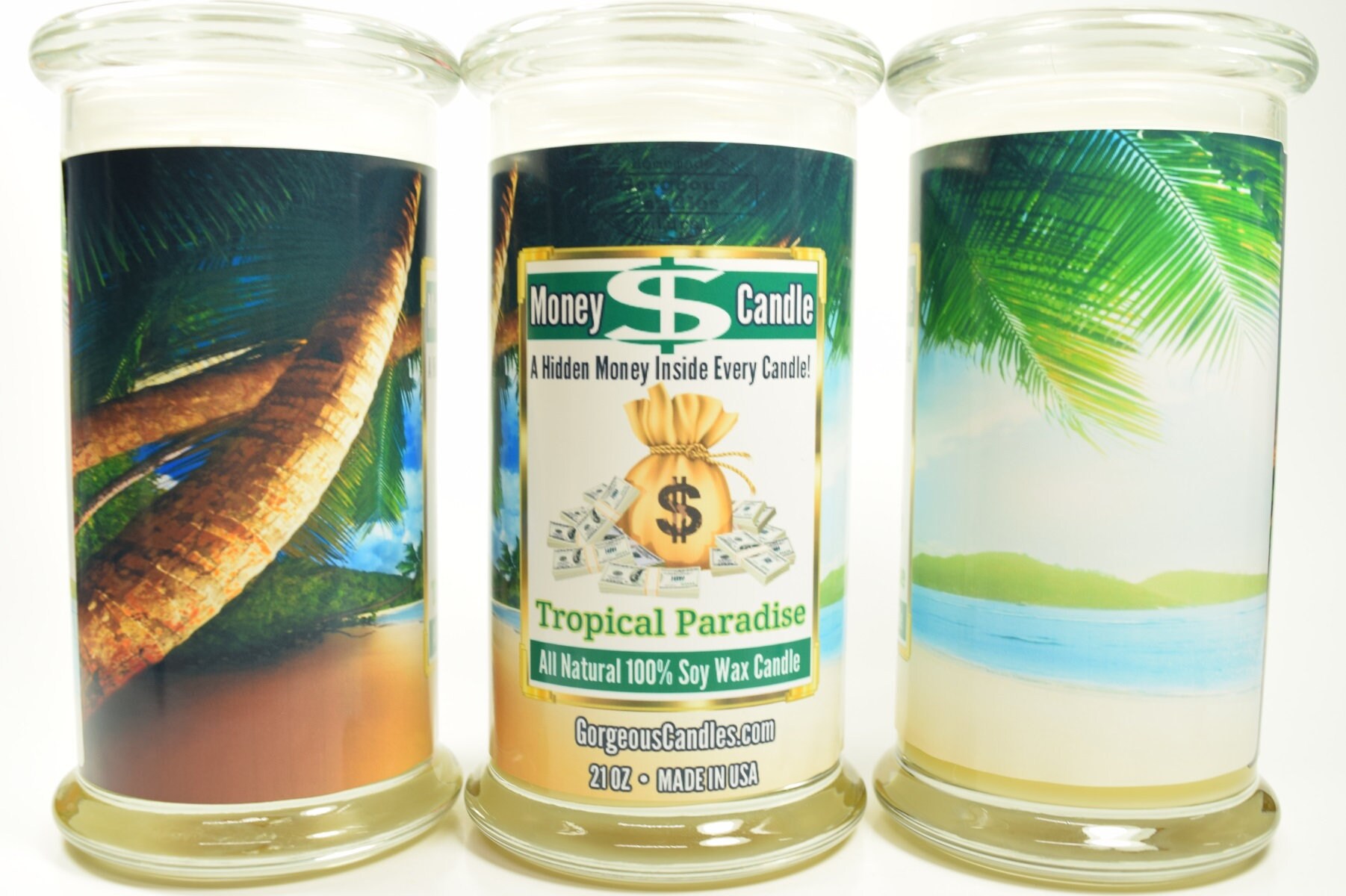 Tropical Paradise Money Candle Real Cash Candle Real Money Etsy