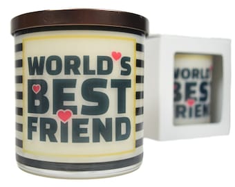 World's Best Friends Candle - Natural Scented 12oz Soy Candle, Gift Idea, Message Candle, Scented Candles Handmade, Personalized candles