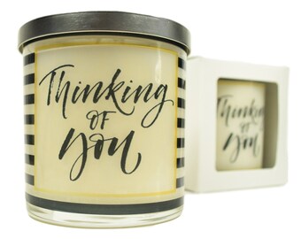 Thinking Of You Candle - Natural Soy Candle, 12 oz Glass Candle, Gift Idea, Scented Candles Handmade, Thinking Of You Gift For Her