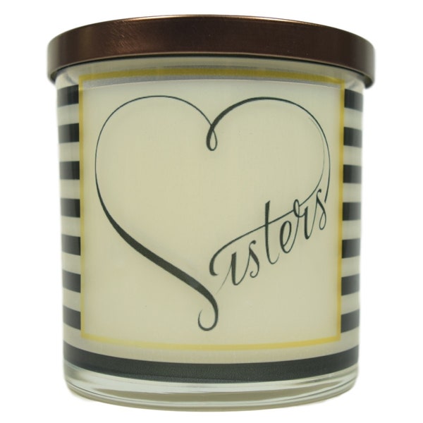 Heart Sister Candle - Natural Soy Candle, 12 oz Glass  Candle, Sister Christmas Gift, Scented Candles Homemade, Sister Gifts