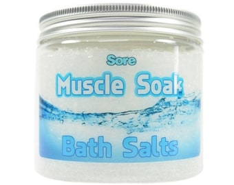 Sore Muscle Soak Bath Salts - Bath Soaks, Herbal Bath Salts In A Jar, Sea Salt, Natural Bath Salt Soak, Spa Gifts, Epsom Salt Bath Gifts