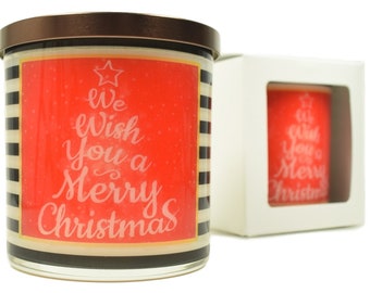 We Wish You A Merry Christmas Candle - Natural 12oz Soy Candle, Christmas Gifts, Secret Santa Gifts, Secret Santa Gift For Women, Gifts