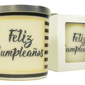 Feliz Cumpleaños Vela - Regalo De Cumpleaños Para Ella, Vela de Vidrio de 12 oz, Velas Perfumadas Hechas a Mano, Idea de Regalo de Cumpleaños, Feliz Cumpleaños