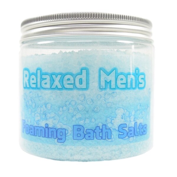 Relaxed Men's Foaming Bath Salts - Bath Soaks, Herbal Bath Salts In A Jar, Sea Salt Soak, Natural Bath Salt Soak, Spa Gifts, Epsom Salt Bath
