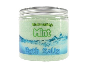 Mint Bath Salts Soak - Bath Soaks, Herbal Bath Salts In A Jar, Sea Salt Soak, Natural Bath Salt Soak, Spa Gifts, Epsom Salt Bath Gifts