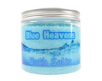 Blue Heavens Bath Salts Soak - Bath Soaks, Herbal Bath Salts In A Jar, Sea Salt, Natural Bath Salt Soak, Spa Gifts, Epsom Salt Bath Gifts