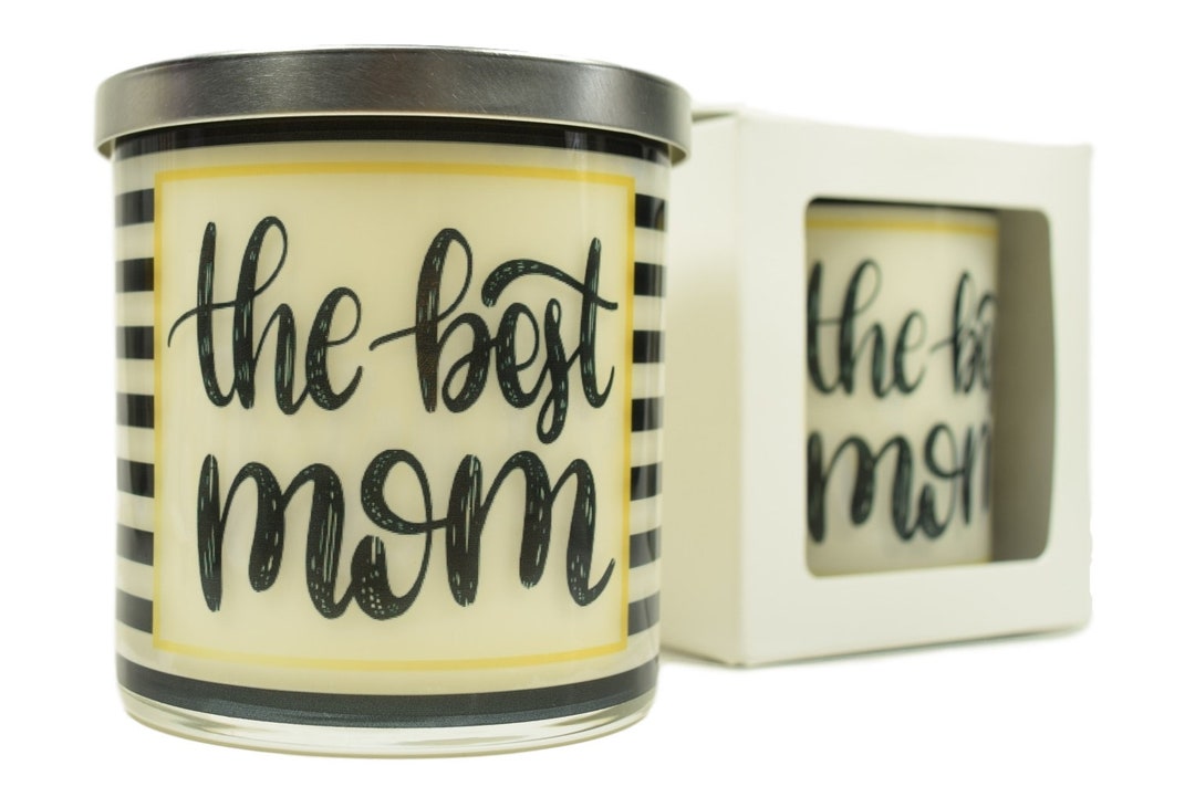 The Best Mom Candle Natural Soy Candle, 12 Oz Glass Soy Candle, Gift
