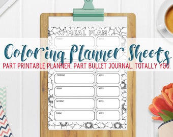 Coloring Planner Sheets | Printable Pages | PDF Instant Download | 8.5" x 11" | Coloring Book Style |