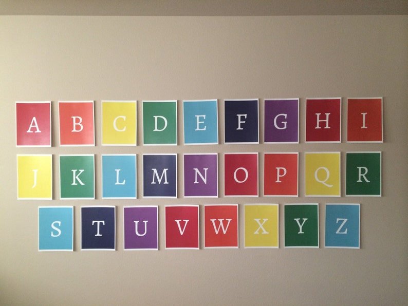 Colorful Alphabet Wall Printable INSTANT DOWNLOAD PDF File 26 pages image 1