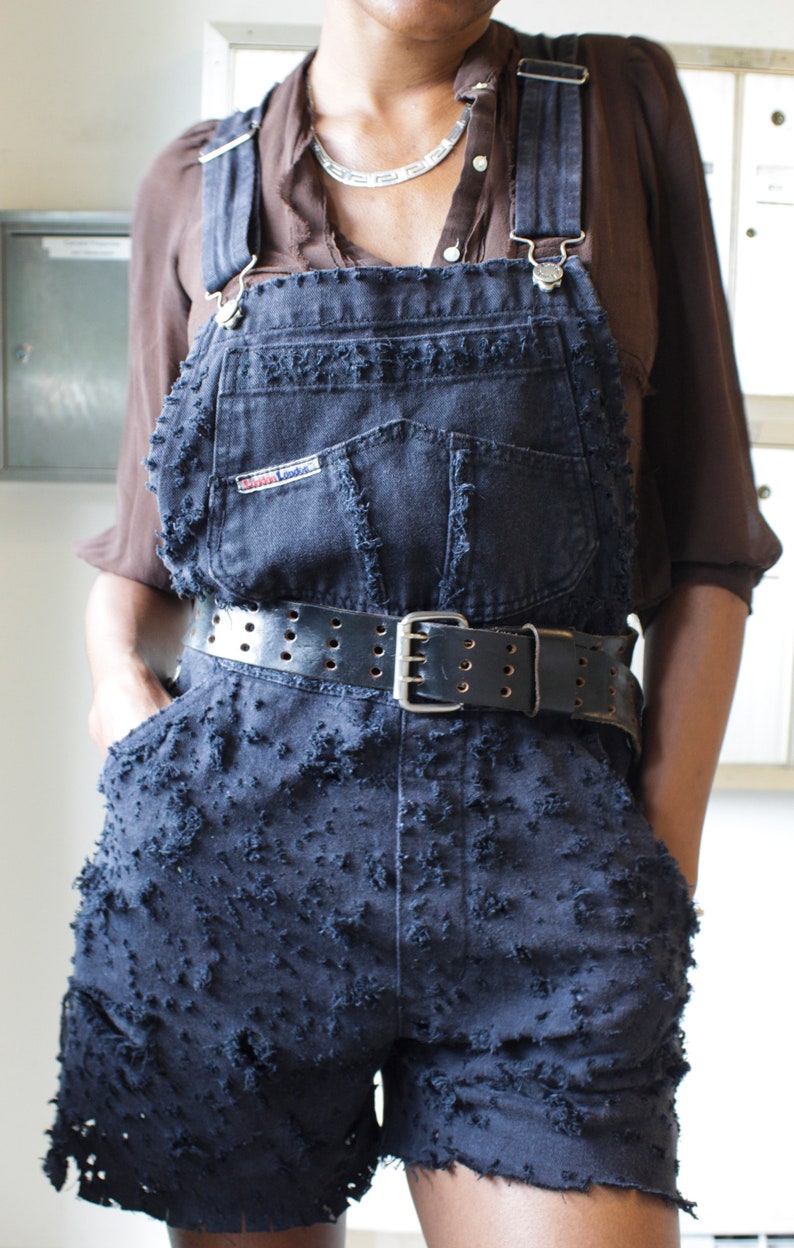 black distressed overalls womens