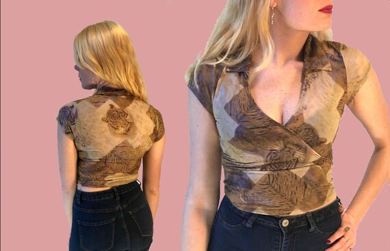 Vintage 70's exotic tiger shimmer shirt - image 1