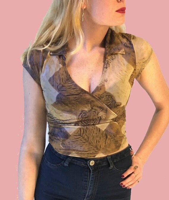 Vintage 70's exotic tiger shimmer shirt - image 8