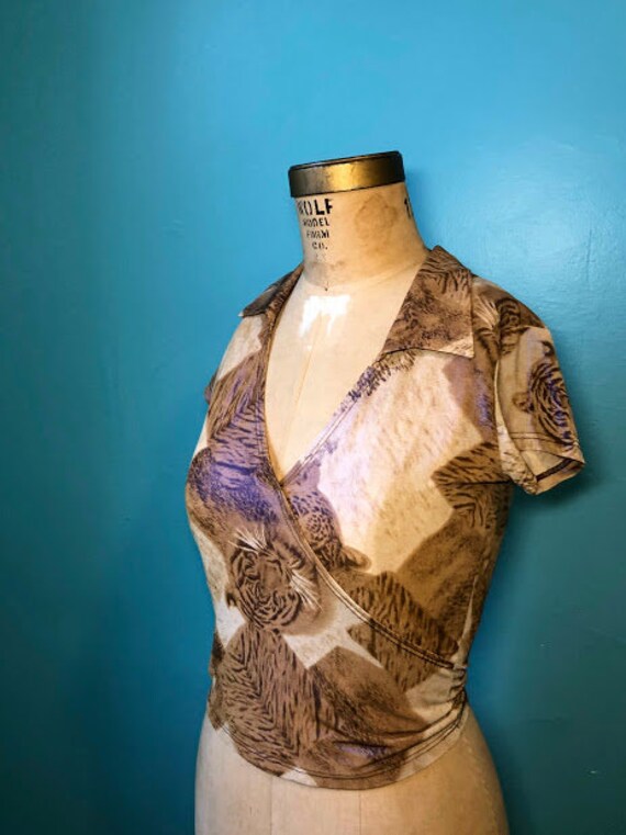 Vintage 70's exotic tiger shimmer shirt - image 5