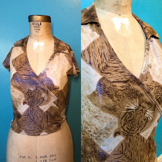 Vintage 70's exotic tiger shimmer shirt - image 3