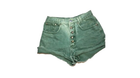 Vintage Green Denim 90s Short Shorts 