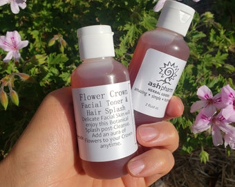 Flower Crown Facial Toner and Hair Rinse . Rose Geranium Hydrosol. ACV infused with ROSES, Calendula, Nettle, Lavender. Sensitive Skin Astri