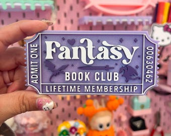 Fantasy Books | Bookclub Ticket | Bookish Ticket | Bookshelf Decor | Bookish Decor | 3D Bookish | Booklover | 3D print | Bookshelf Decor