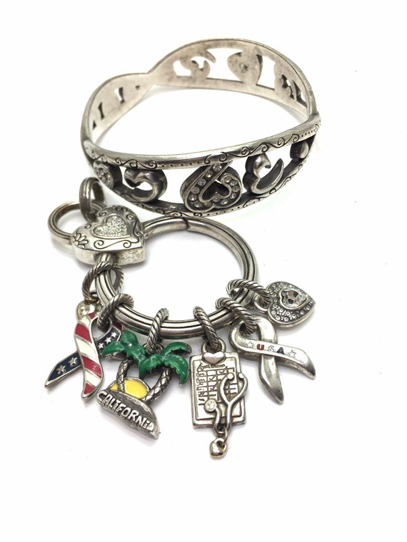 BRIGHTON Set of 3 Gold Plate Beaded Heart & Logo Charm Bangle Bracelets | Bangle  bracelets with charms, Charm bangle, Brighton jewelry