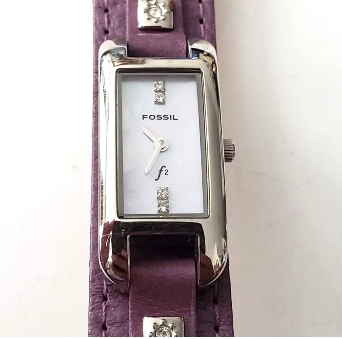 Fossil F2 Purple Leather Watch Need New 