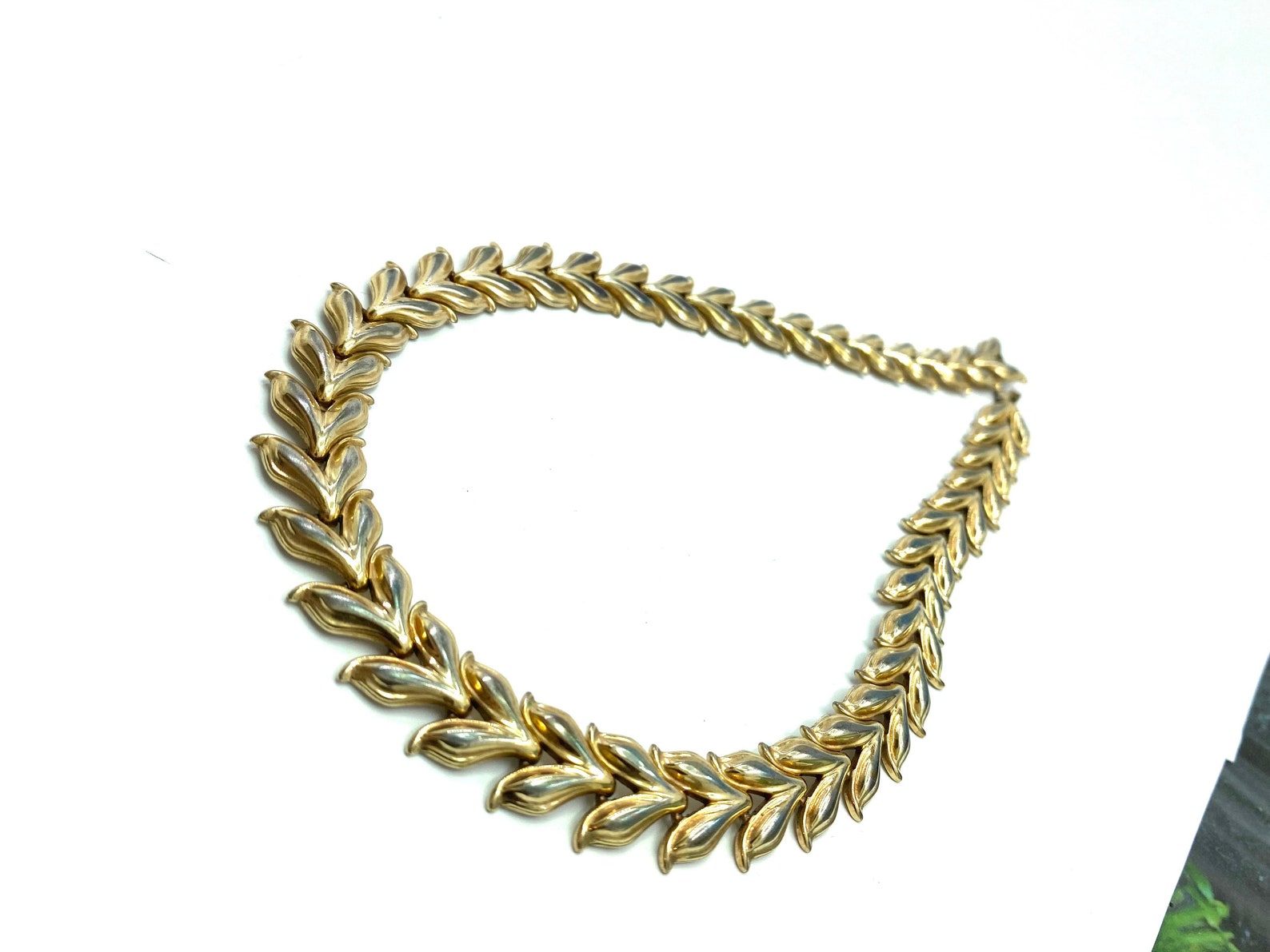 Vtg Trifari Crown Gold Tone Chevron Link Choker Necklace. | Etsy