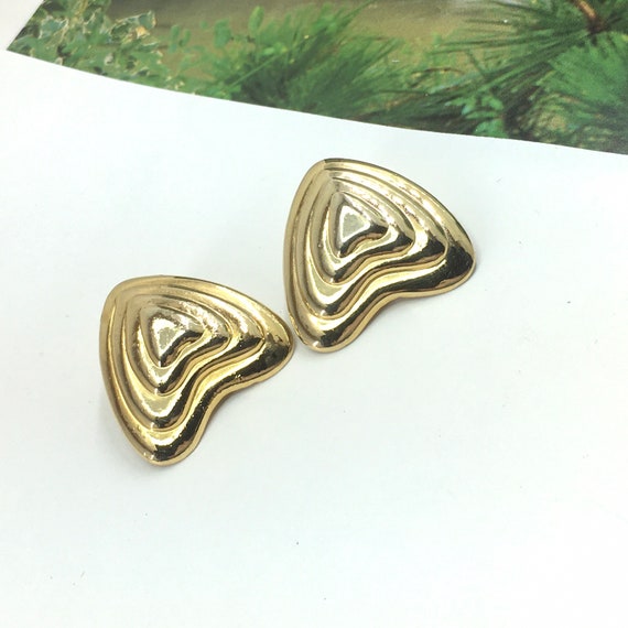 Vtg Auth Escada France Paris Earrings Gold Plated… - image 2