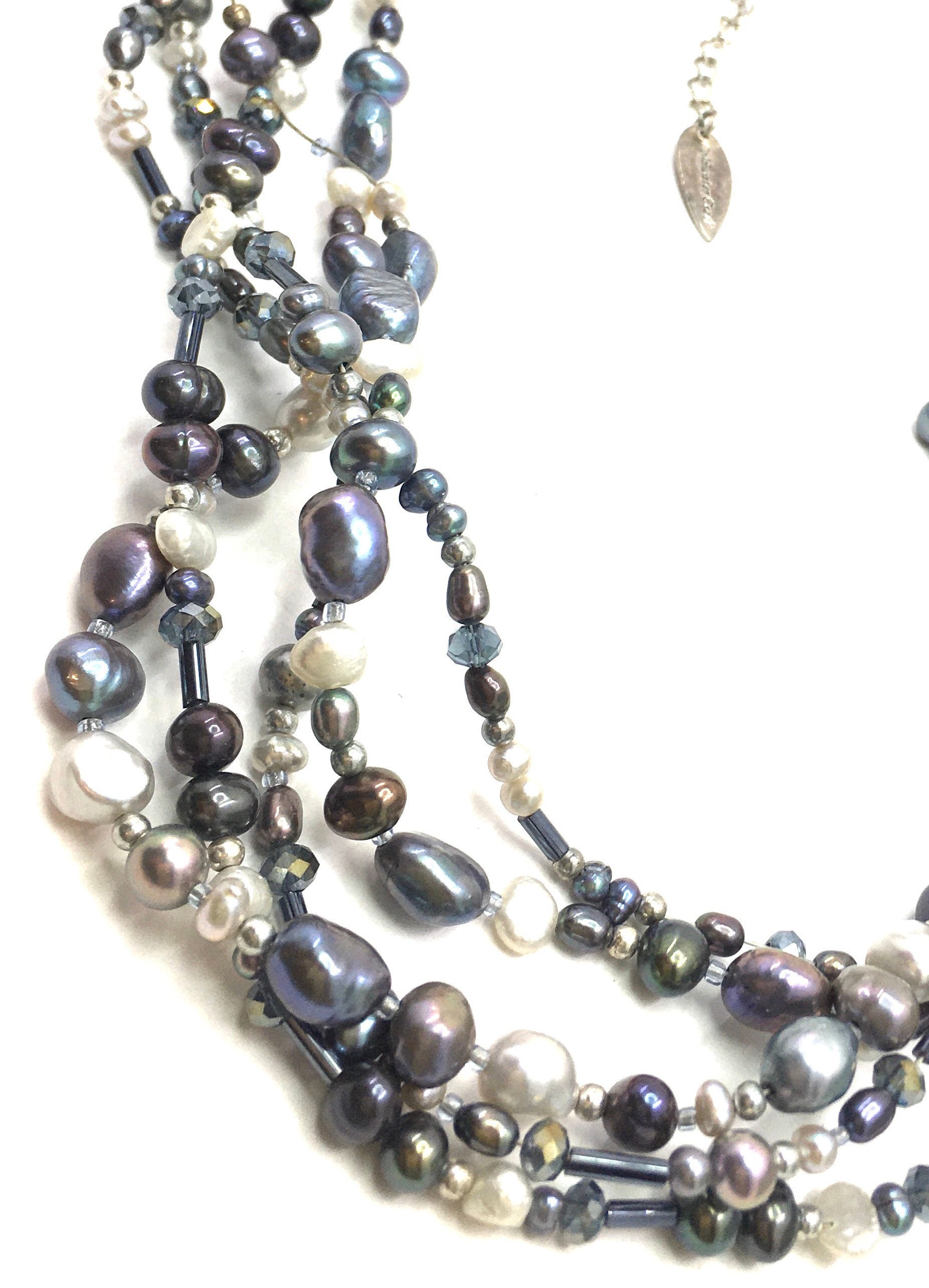 Coldwater Creek natural pearl multi strand necklace mixed Etsy