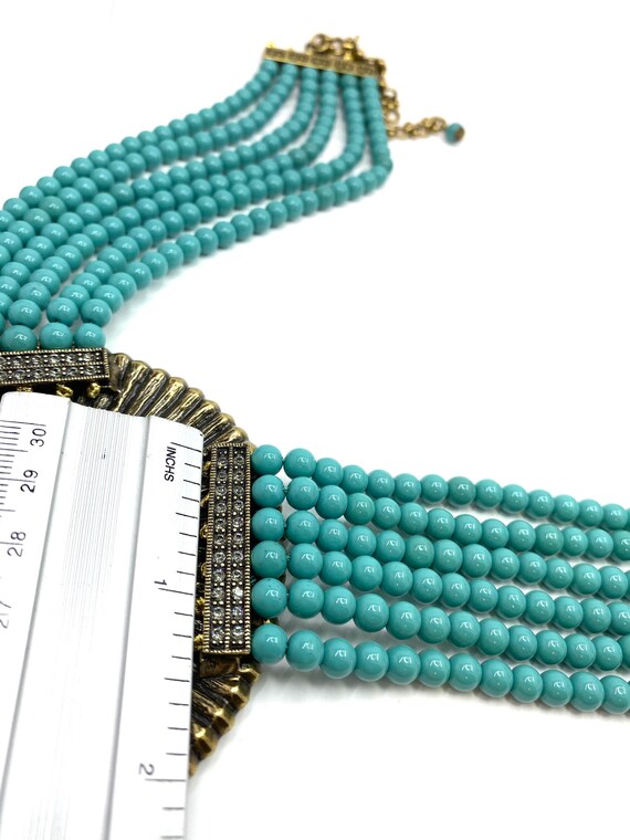 Heidi Daus Couture Crystal faux turquoise Beaded … - image 3