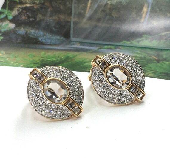 From 70s Daniel Swarovski D.S. Co. clip on earrin… - image 1