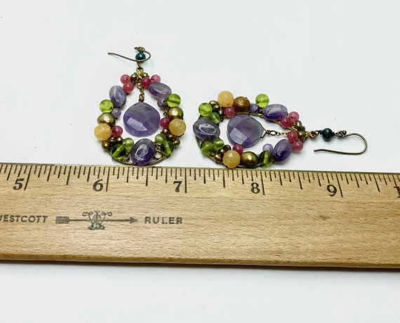 Handmade natural gemstone colorful earrings. Hand… - image 2