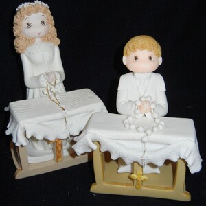 Hecho a mano Cold Porcelain Communion Girl o Boy en Alter Centerpiece Decoration
