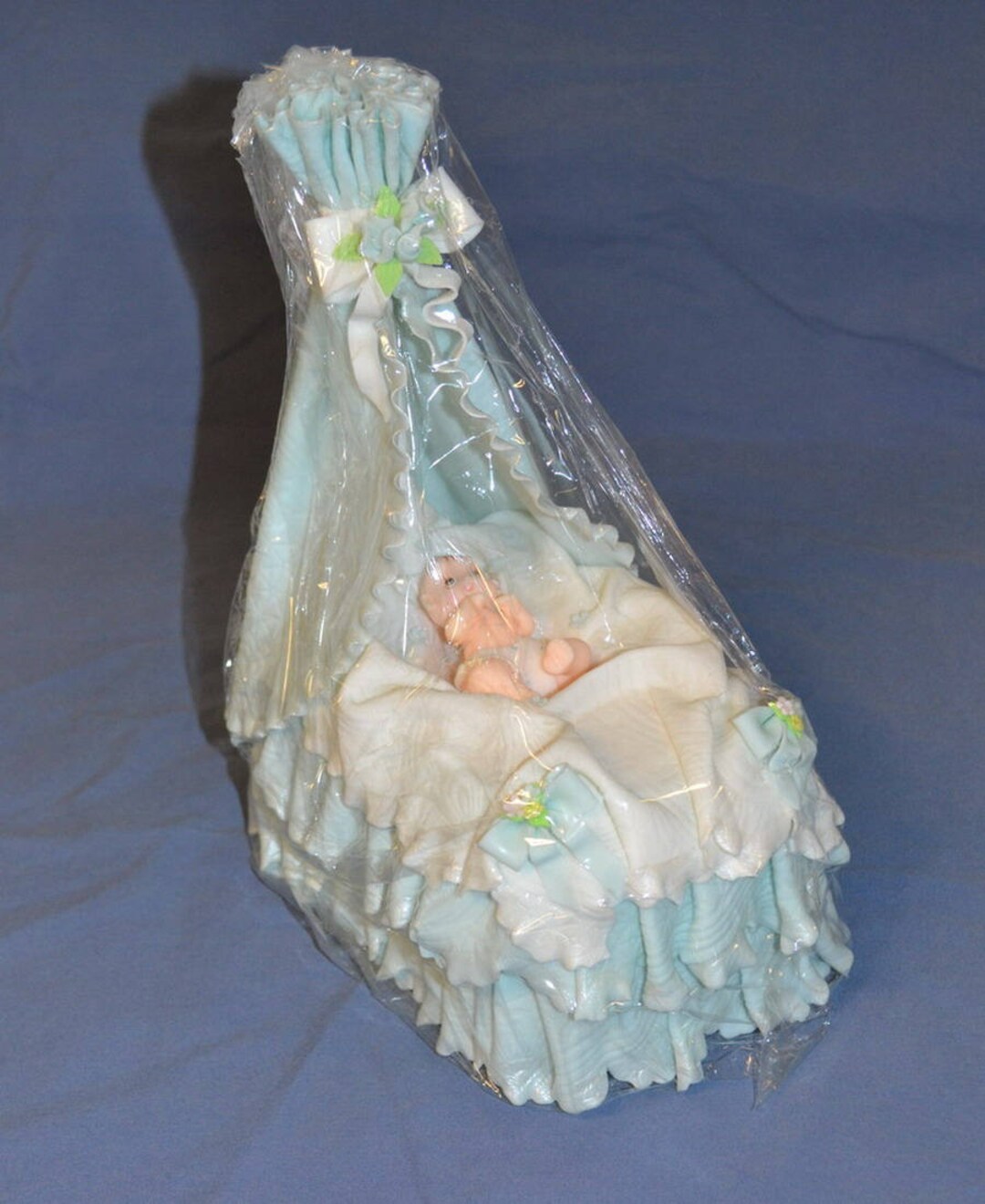 Baby Cake Topper Blue Med Cold Porcelain Decoration Etsy