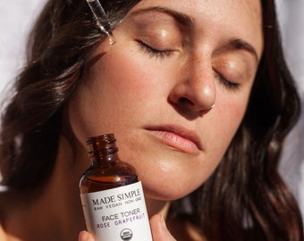 Organic Vegan FACE TONER: Rose Grapefruit for Sensitive Skin - Made in Massachusetts