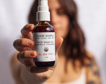 Organic FACE WASH: Chamomile Palmarosa - Organic, Vegan & Cruelty-free - Made in Massachusetts
