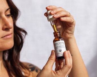 Organic Vegan FACE SERUM: Rosehip Chamomile for Sensitive Skin - Made in Massachusetts