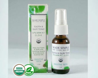 Organic Vegan TOOTH & GUM TONIC: Spearmint Clove for Sensitive Gums