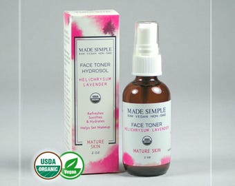 Organic Vegan FACE TONER: Helichrysum Lavender for Mature Skin - Made in Massachusetts