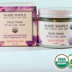 Spirulina Hemp Face Mask for Sensitive Skin - Organic, Vegan & Cruelty-free - Made in Massachusetts