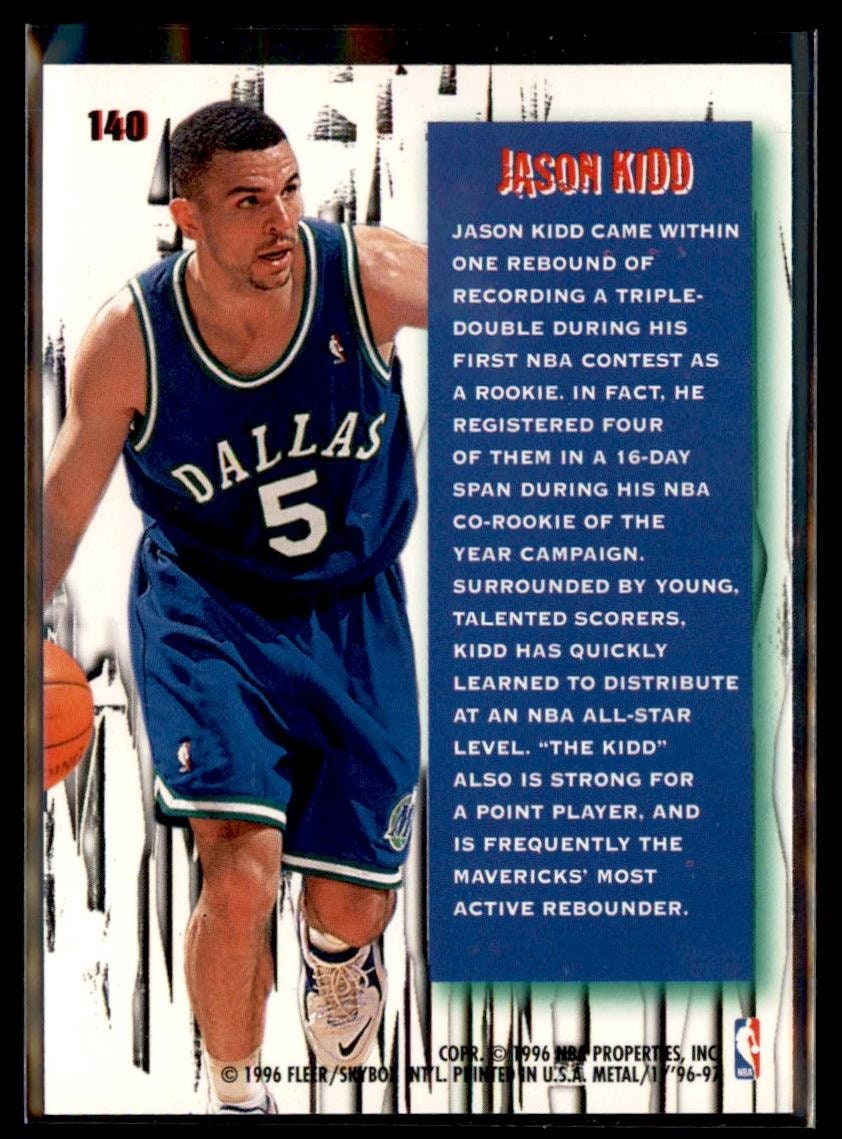 Jason Kidd 1996 Fleer Metal Shredders Basketball Card 140 - Etsy