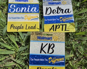 Walmart glitter name badge tag - Personalized Store Tag