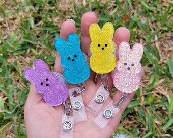 Peep Marshmallow Bunny Easter Badge Reel - Holiday Badge Holder