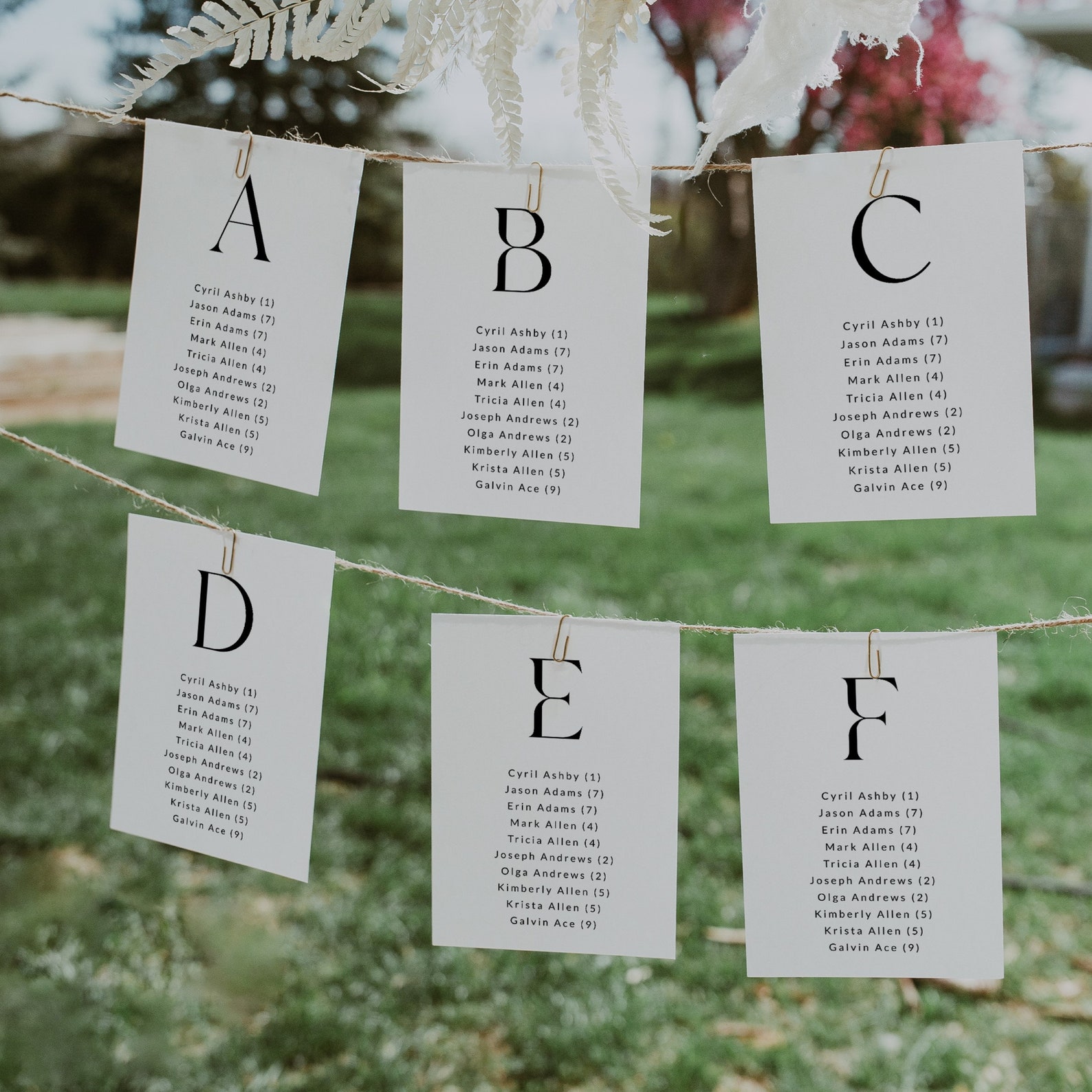 Alphabetical Seating Chart Card Template Wedding Seating Etsy
