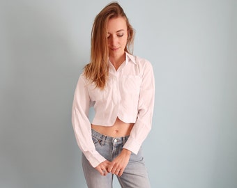 Amazing Cropped White Cotton Blouse