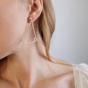 Silver Branch Chandelier Earrings, Twig Earrings, Twig Jewelry, Delicate Chain Earrings image 1