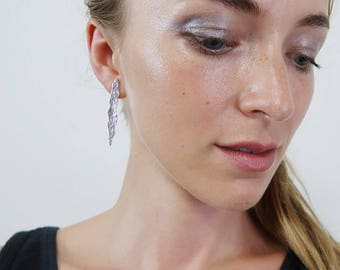 Large "Melting Icicle" Hammered Silver Statement Earrings