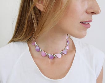 Vintage Pink and Purple Stone Collar Necklace